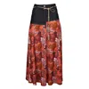 Lalipop Design Women's All-over Floral Print Skirt With Asymmetric Black Denim Cut In Black