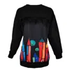 Lalipop Design Women's Black Cotton Sweatshirt With Colorful House Print In Black