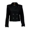 Lalipop Design Women's Black Felted Wool-blend Colorful Eyelet Short Coat In Black