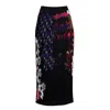 Lalipop Design Women's Black Floral Print Fully Pleated Maxi Skirt In Black