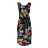 Lalipop Design Women's Black Jungle-print Ecovero™  Satin Gathered-front Waist Dress In Black
