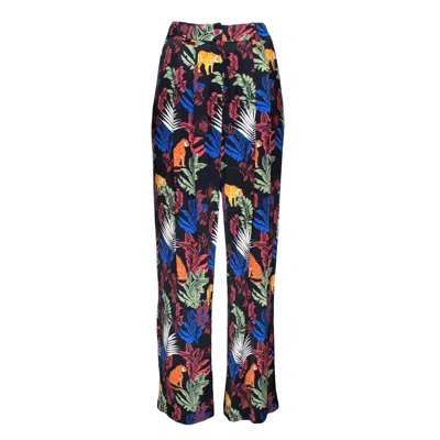 Lalipop Design Women's Black Jungle-print Ecovero™ Satin Wide-leg Pants