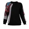 Lalipop Design Women's Black Raglan Sweatshirt With Fabric Patches In Black