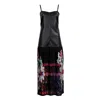 Lalipop Design Women's Black Vegan Leather Maxi Dress With Pleated Skirt In Black