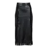 Lalipop Design Women's Black Vegan Leather Midi Fringe Skirt In Black