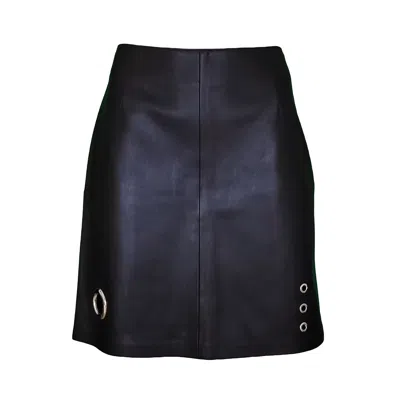 Lalipop Design Women's Black Vegan Leather Mini Skirt With Eyelets