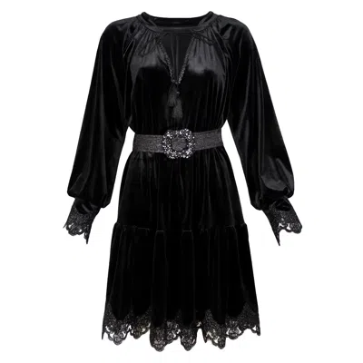 Lalipop Design Women's Black Velvet Mini Dress