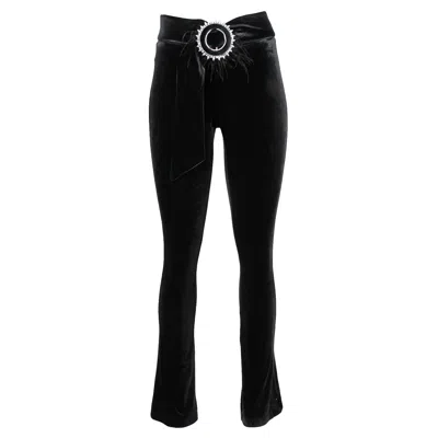 Lalipop Design Women's Black Velvet Trousers With Belt