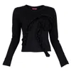 Lalipop Design Women's Black Viscose-blend Long Sleeve T-shirt In Black