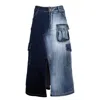 Lalipop Design Women's Blue A Line Cargo Pocket Midi Denim Skirt In Blue