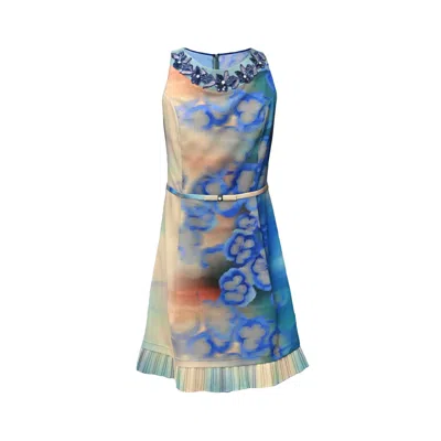 Lalipop Design Women's Blue Stylised Floral Print Mini Dress