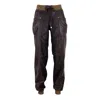 Lalipop Design Women's Brown Jogger Pants With Wood-textured Vegan Leather Finish In Brown