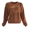 Lalipop Design Women's Brown Sweatshirt With Fringe Details In Brown