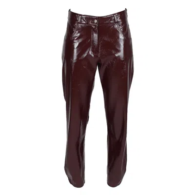 Lalipop Design Women's Brown Vegan Leather Tapered Maroon Pants