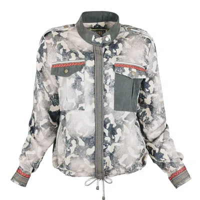 Lalipop Design Women's Camo Print Viscose Bomber Jacket In Orange