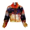 Lalipop Design Women's Colorful Abstract Cropped Bomber Raincoat