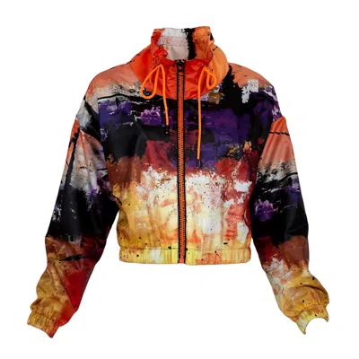 Lalipop Design Women's Colorful Abstract Cropped Bomber Raincoat In Multi