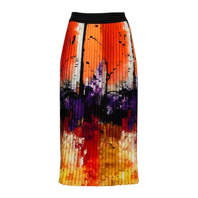 Lalipop Design Women's Colorful & Abstract Print Pleated Midi Skirt In Black