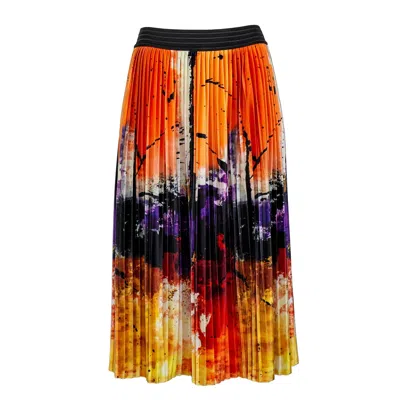 Lalipop Design Women's Colorful & Abstract Print Pleated Velvet Midi Skirt In Multi