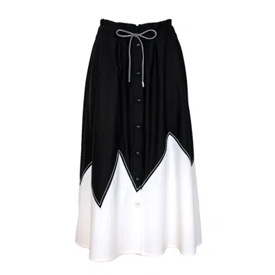 Lalipop Design Women's Contrast-stitched Black & White Midi Skirt In Multi