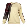 Lalipop Design Women's Cream Raglan Sweatshirt With Fabric Patches In White
