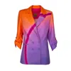 Lalipop Design Women's Double-breasted Digital Print Lilac Jacket In Purple