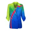 Lalipop Design Women's Double-breasted Digital Print Sax Jacket