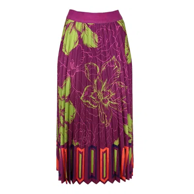 Lalipop Design Women's Floral & Geometric Color  Block Half Circle Pleated Skirt In Multi