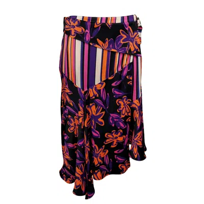 Lalipop Design Women's Floral Asymmetrical Drape Skirt In Black