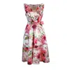 LALIPOP DESIGN WOMEN'S FLORAL DESIGN STRETCH COTTON SLEEVELESS MIDI DRESS