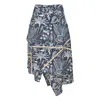 Lalipop Design Women's Floral Print Silky Touch Viscose Midi Asymmetric Skirt In Blue