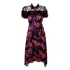 Lalipop Design Women's Floral Shirt Dress With Black Lace In Black