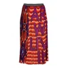 Lalipop Design Women's Geometric Pattern With Fuchshia Logo Print Pleated Midi Skirt