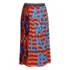 Lalipop Design Women's Geometric Pattern With Light Blue Logo Print Pleated Midi Skirt In Blue