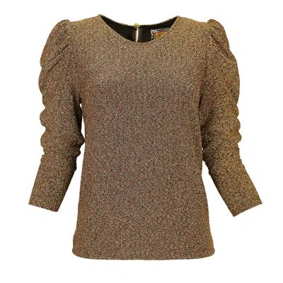 Lalipop Design Women's Gold Knitted Round Neck Blouse In Yellow
