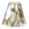 Lalipop Design Women's Gold / Silver Two-tone Metallic-effect Cotton Gabardine & Double-sided Gold Sequined A-line In Gold/silver