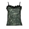 Lalipop Design Women's Green / Black Lace-trim Abstract Print Camisole In Green