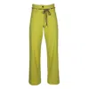 Lalipop Design Women's Green / Yellow / Orange Wide-leg Lime-green Cotton Pants With Detachable Colorful Cord Belt In Green/yellow/orange