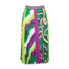Lalipop Design Women's Half-circle Pleated Midi Skirt With Colorful Digital Print In White