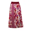 Lalipop Design Women's Half Circle Pleated Midi Skirt With Floral & Geometric Print