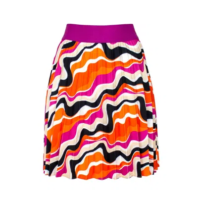 Lalipop Design Women's Half-circle Pleated Mini Skirt With Colorful Wavy Print In Multi