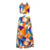 Lalipop Design Women's Halter Neck Midi Dress With Cut-out Details - Geometric Print