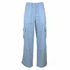 Lalipop Design Women's High-waisted Baby Blue Cargo Pants In Blue