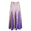 Lalipop Design Women's Leaves & Polka Dot Print Maxi Flouncy Skirt In Purple