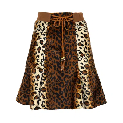 Lalipop Design Women's Leopard Print Flared Hem Mini Skirt In Black