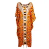 Lalipop Design Women's Leopard Print Viscose Kaftan With Fringe Details