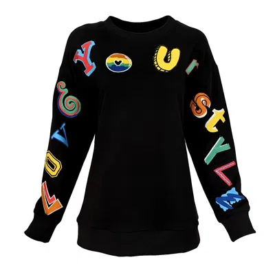 Lalipop Design Women's Love Your Style - Black Sweatshirt With Embroidered Patches