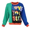 Lalipop Design Women's Love Your Style - Logo Embroidered & Digital Print Colorful Sweatshirt