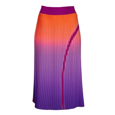 Lalipop Design Women's Midi Pleated Skirt With Ombre Abstract Print In Multi