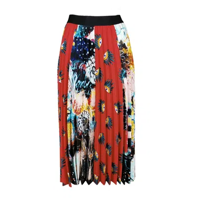 Lalipop Design Women's Multi-color & Print Pleated Half-circle Skirt In White